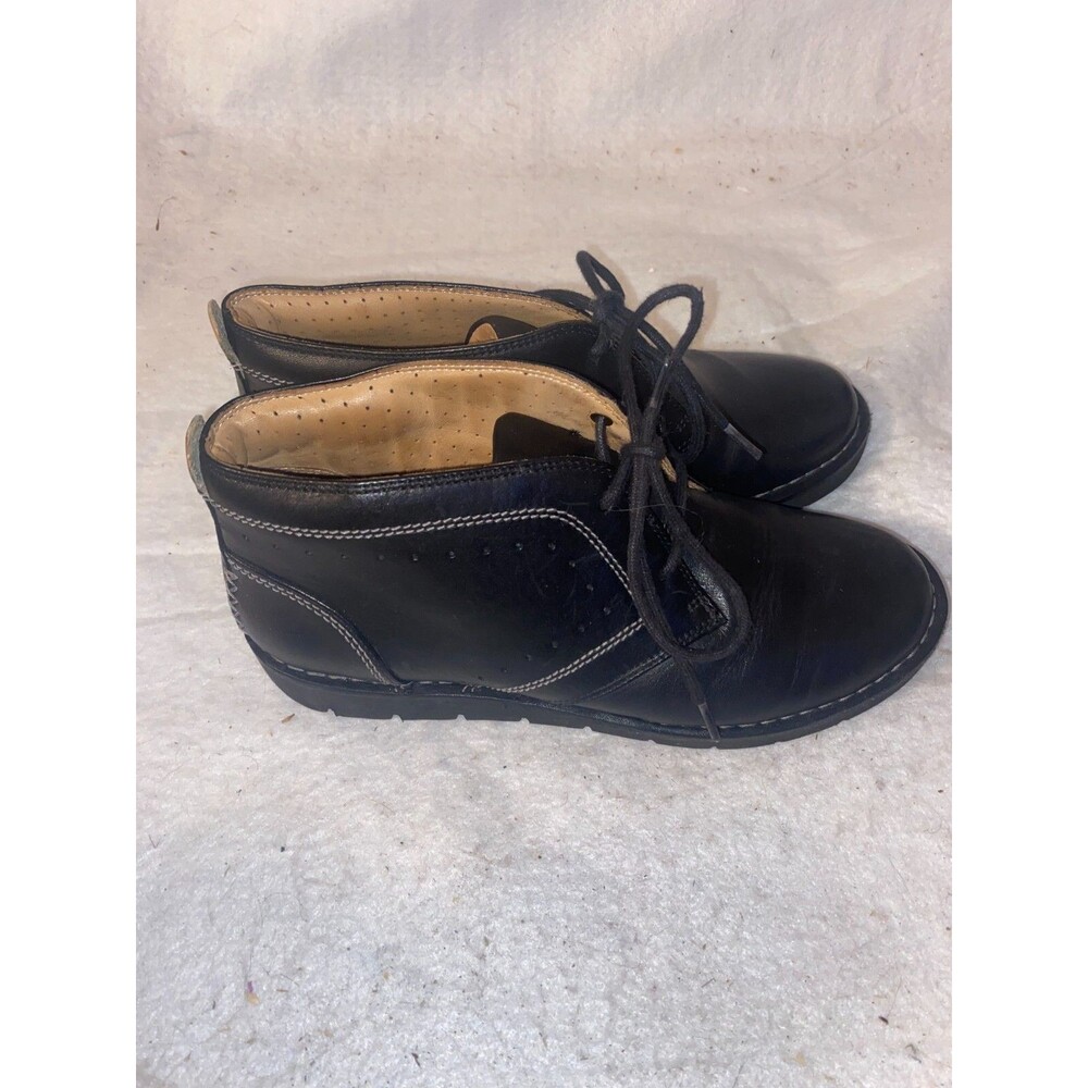 Clarks Unstructured Shoes Womens 7N Casual Low Sneakers Black Leather Lace Up